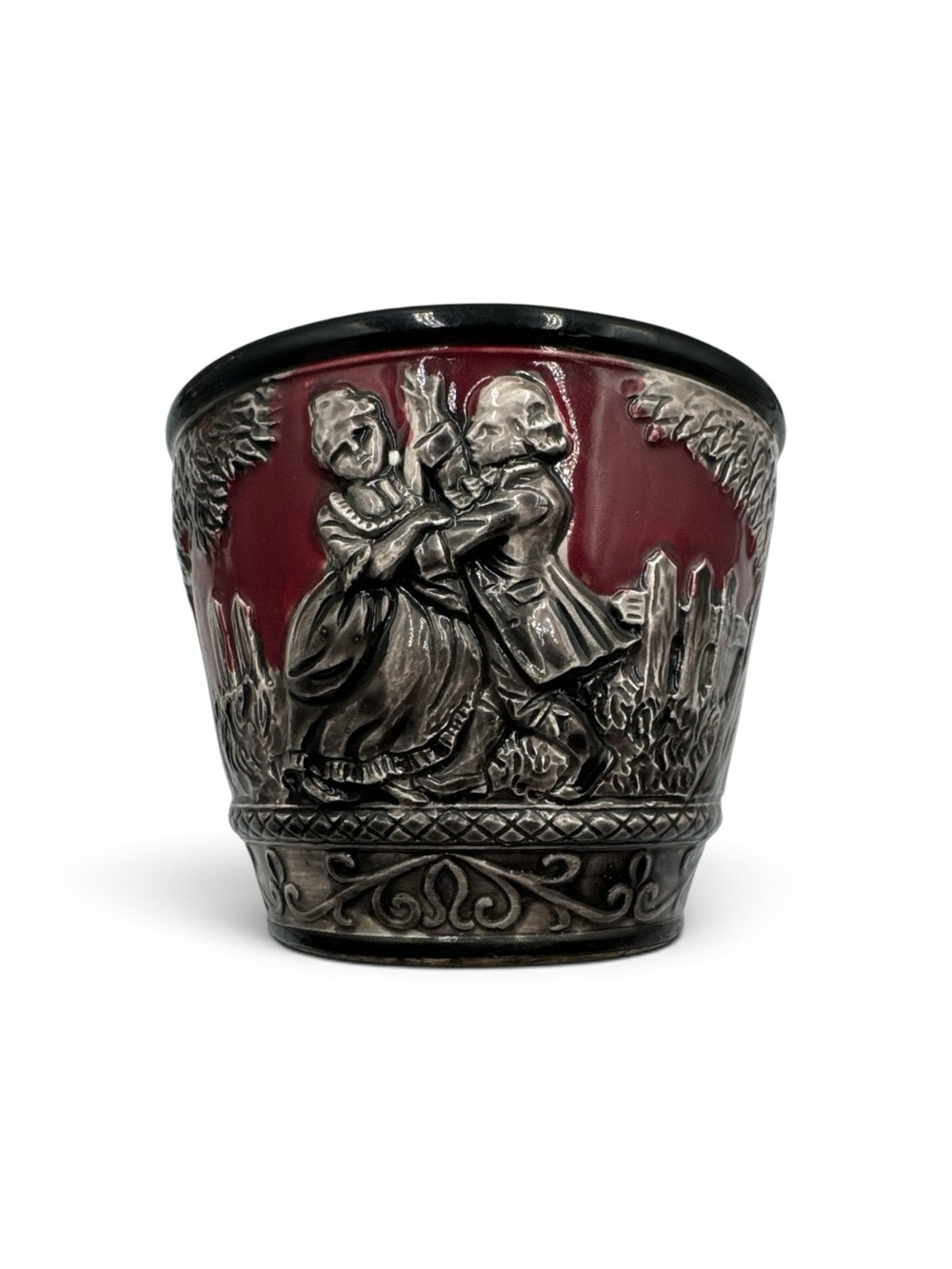 Vintage Inarco Japan E-2590 Medieval Castle Couple Ceramic Planter Vase